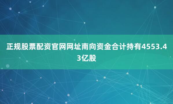 正规股票配资官网网址南向资金合计持有4553.43亿股